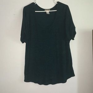 Dark Blue Green Ultra Teeze Folded Short Sleeve High Low Top